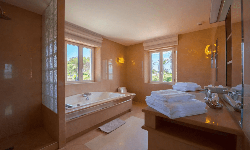 Sea-view terrace with elegant seating in Les Parcs villa